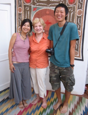 Donna with fellow travellers in Uzbekistan